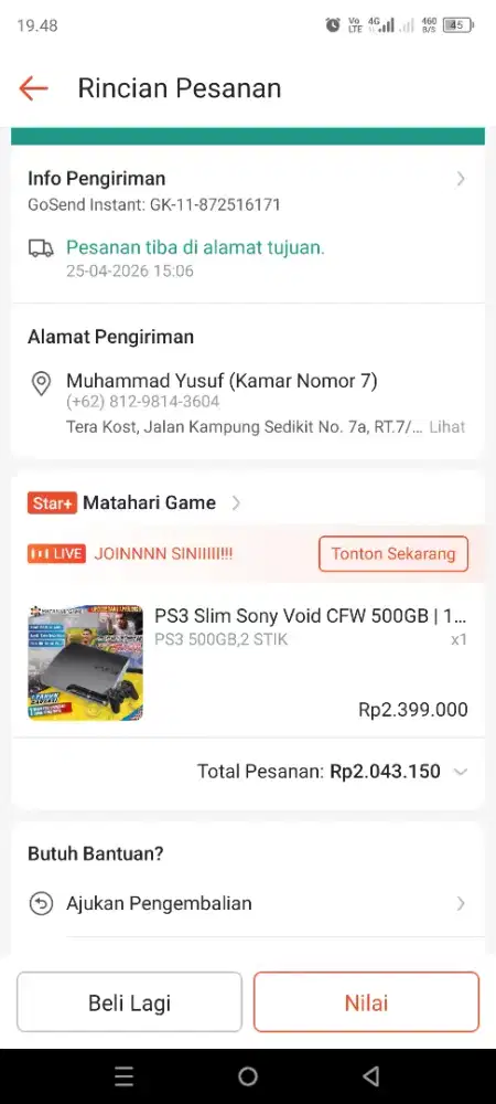 PS 3 pemakaian beberapa Minggu