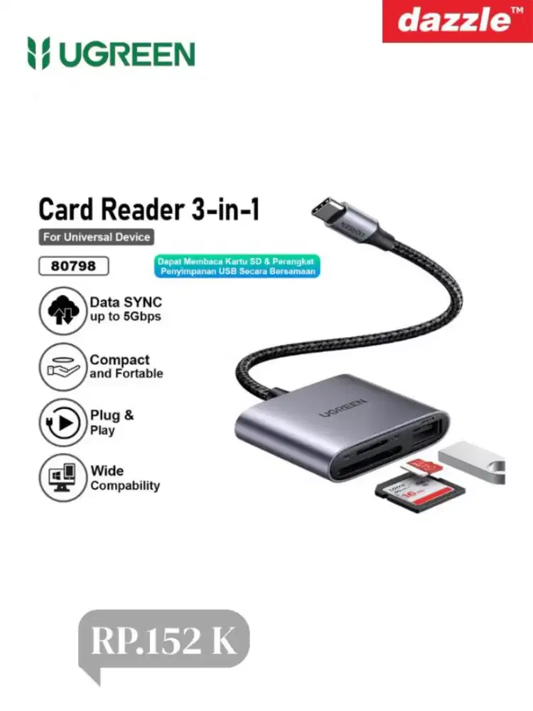 Card reader USB-C 3-in-1 ugreen