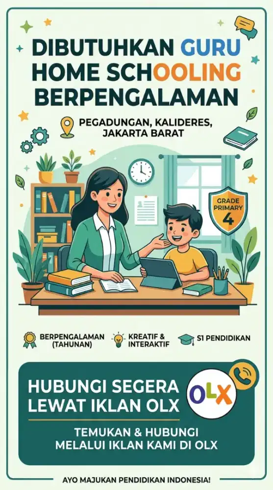 DIBUTUHKAN SEGERA GURU HOMESCHOOLING KELAS 4 SD DI KALIDERES