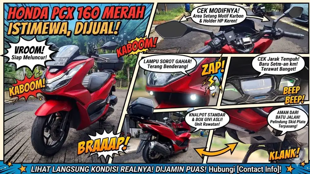 DIJUAL Honda PCX 160 ABS HSTC 2021 — Merah Doff