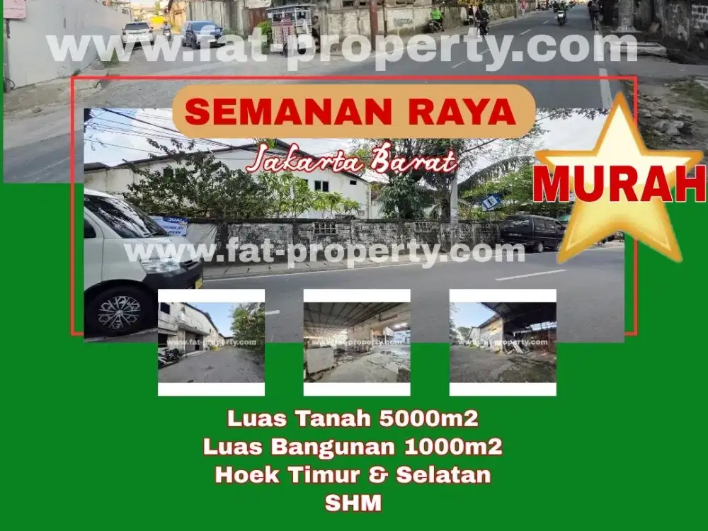 Dijual lahan komersil/industry dgn bangunan di Semanan Raya,JakBar LT5000m2 LB1000m2