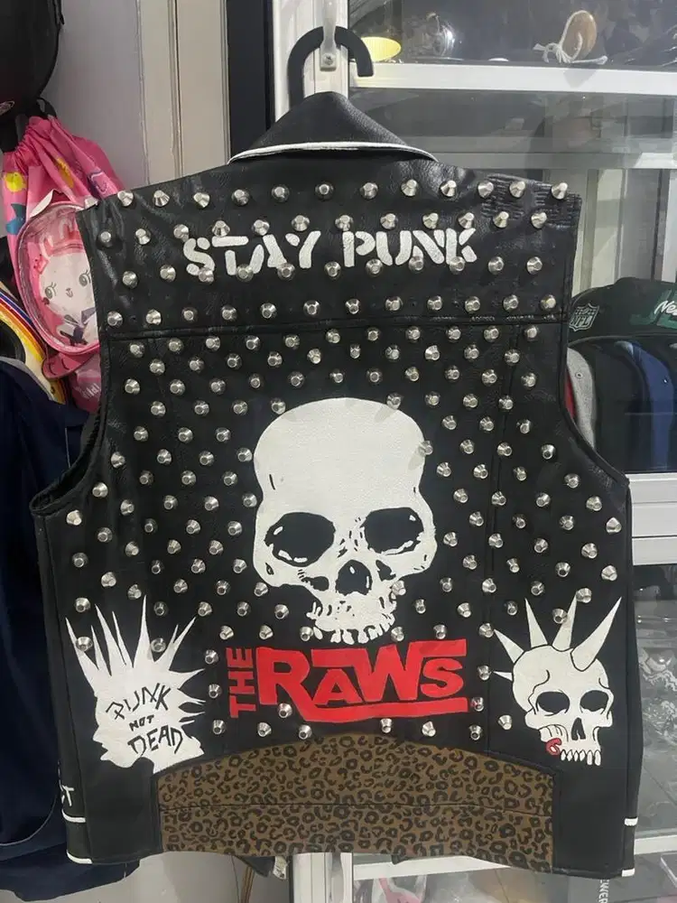 Jaket ramones kulit asli custome rare item