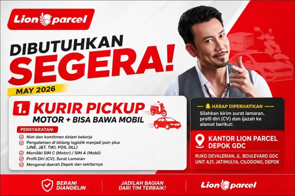 Lowongan Kurir Motor & Mobil - Lion Parcel Mei 2026