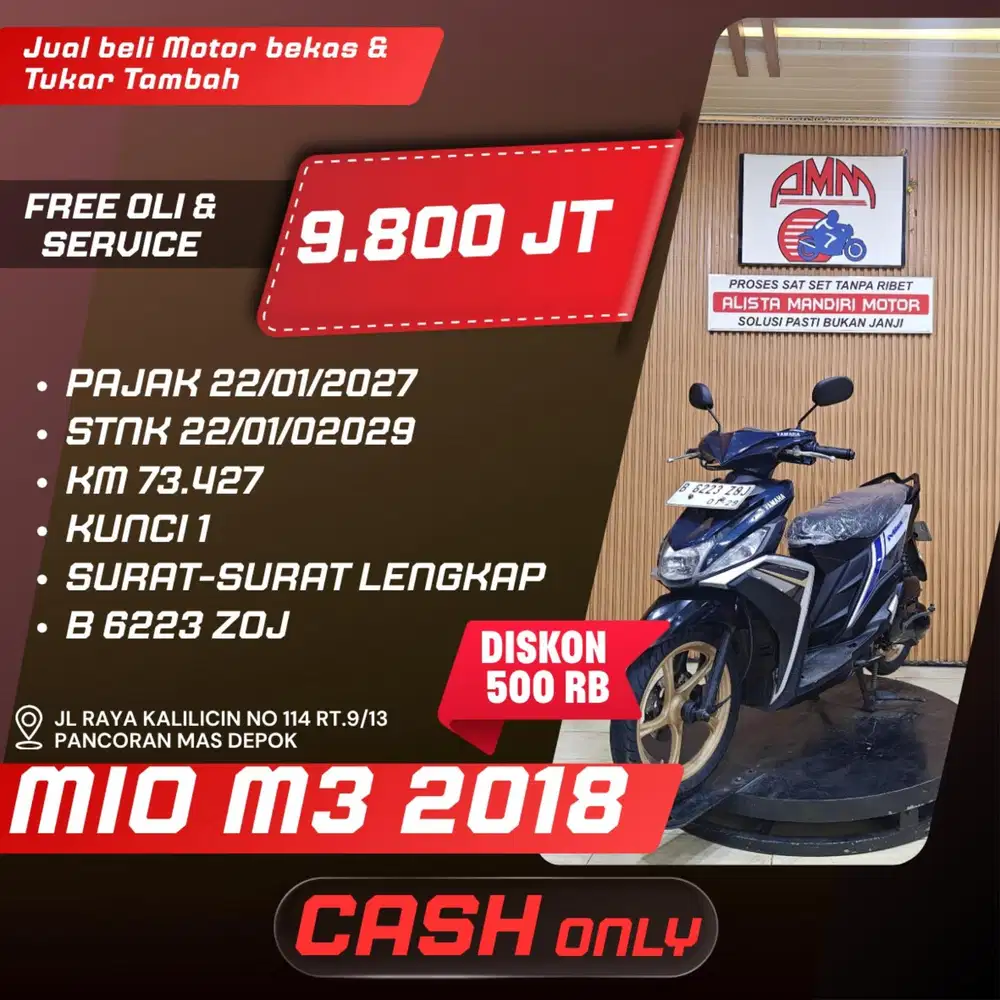 MIO M3 125 2018 PAJAK HIDUP CASH ONLY ALISTA