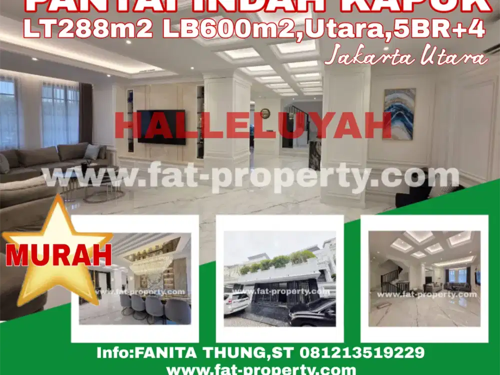 Dijual rumah baru huni di Layar Permai,PIK,JakUt LT288m2 LB600m2,Utr,3lt,5BR+4,Fully furnished mewah