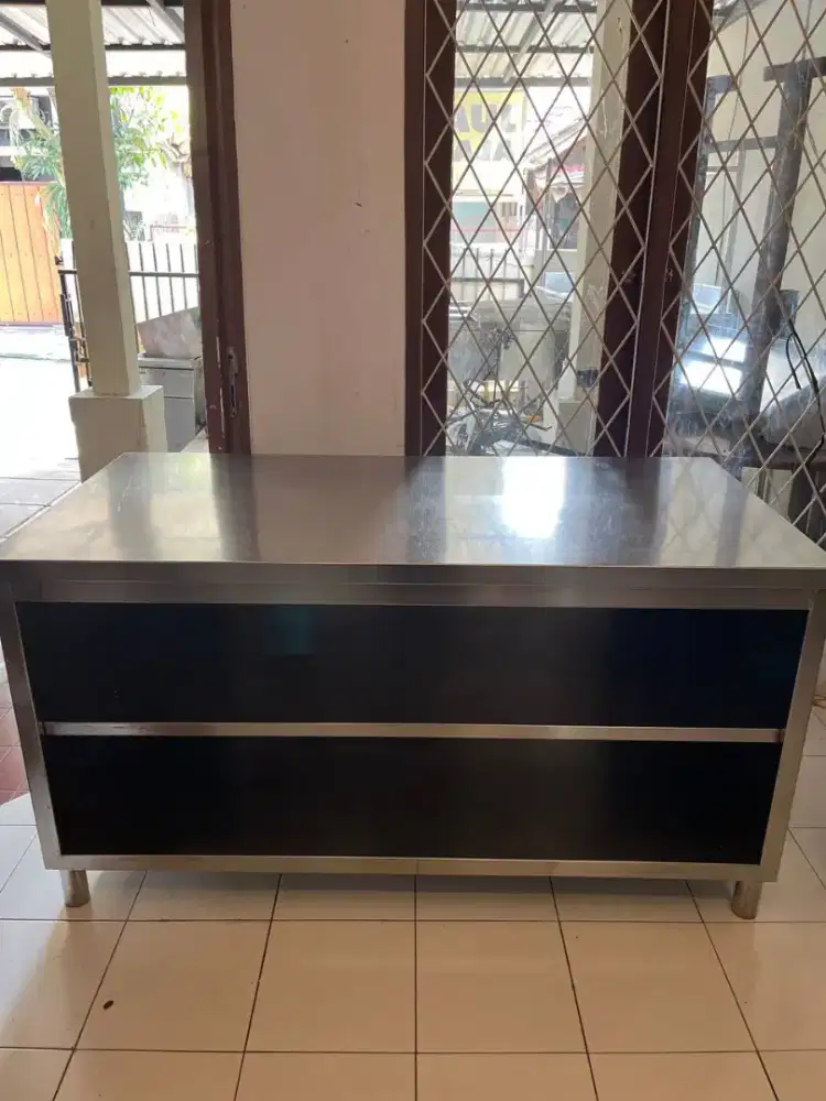 meja open kabinet stainless 150 x 75 x 85