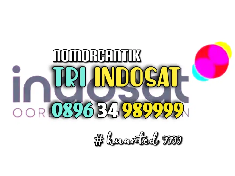 (bisa COD) Nomor CANTIK kartu TRI INDOSAT HOKI Kuarted 9999 #01