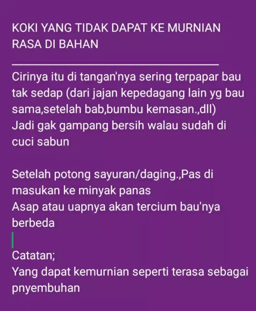 KOKI / TUKANG MASAK /CHEF