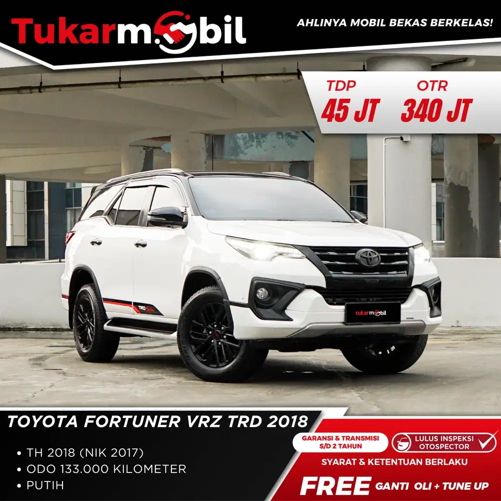 [BERGARANSI] TOYOTA FORTUNER VRZ 2.4 TRD TAHUN 2018 DIESEL MATIC PUTIH