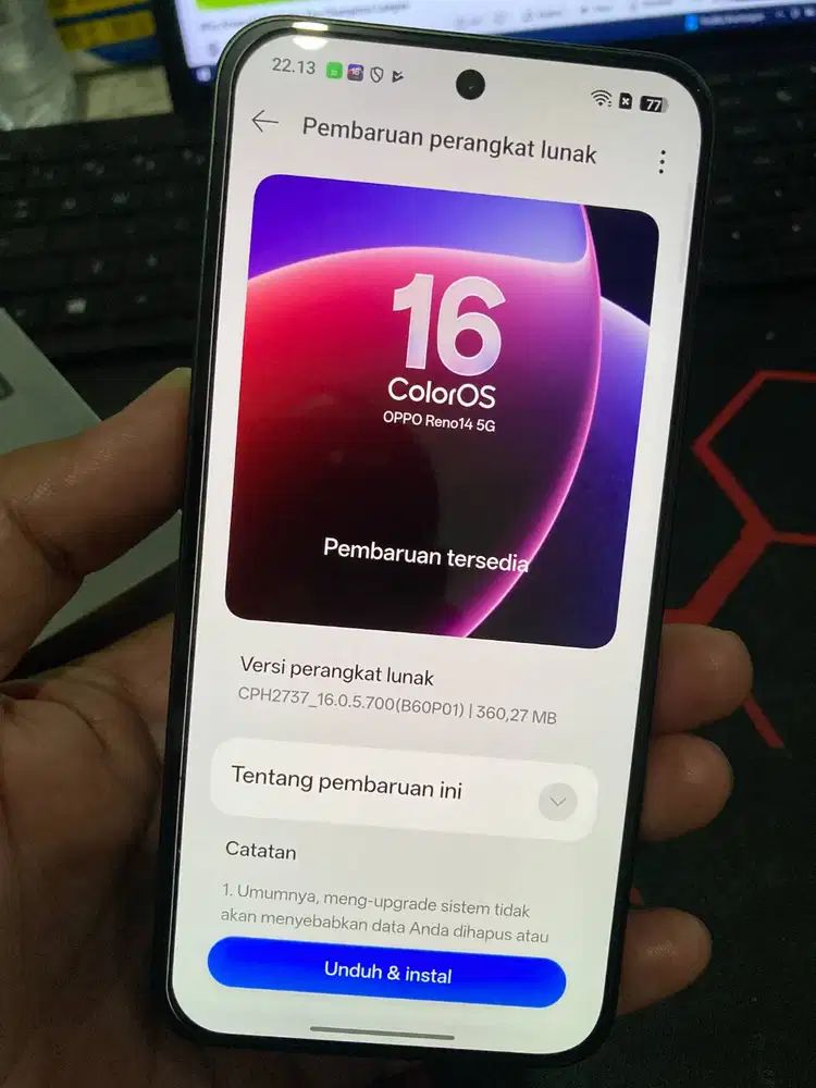 OPPO Reno 14 5G 8/256 Green Mulus Fullset Garansi ON November