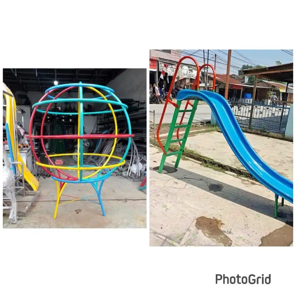 Perosotan, ayunan, jungkat jungkit, playground, mangkok putar, mainan