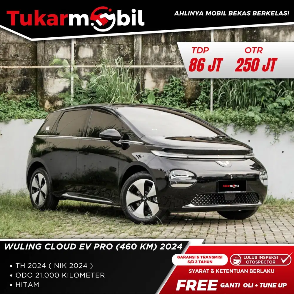 [BERGARANSI] WULING CLOUD EV (460 KM) TAHUN 2024 HITAM LOW KM