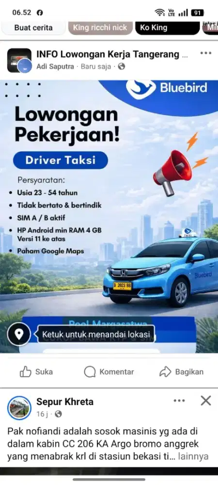 Lowongan driver taxi