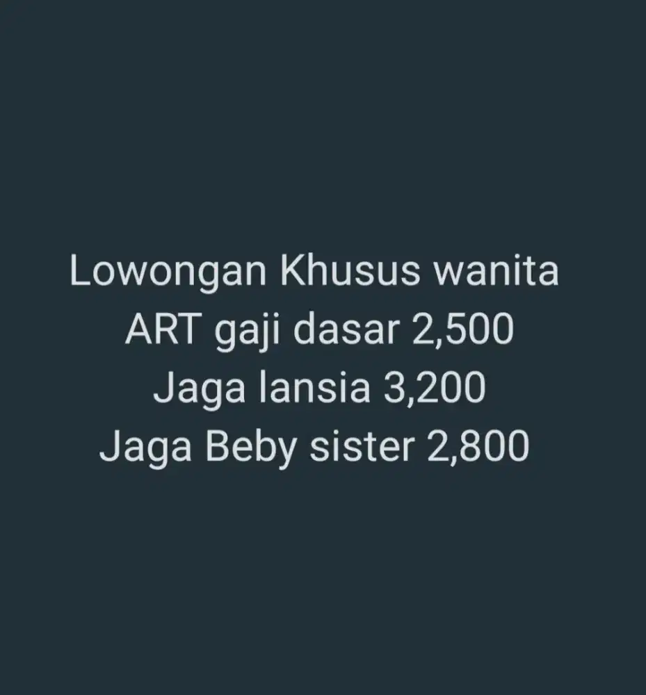 Lowongan kerja buat art, Beby sister, jaga lansia