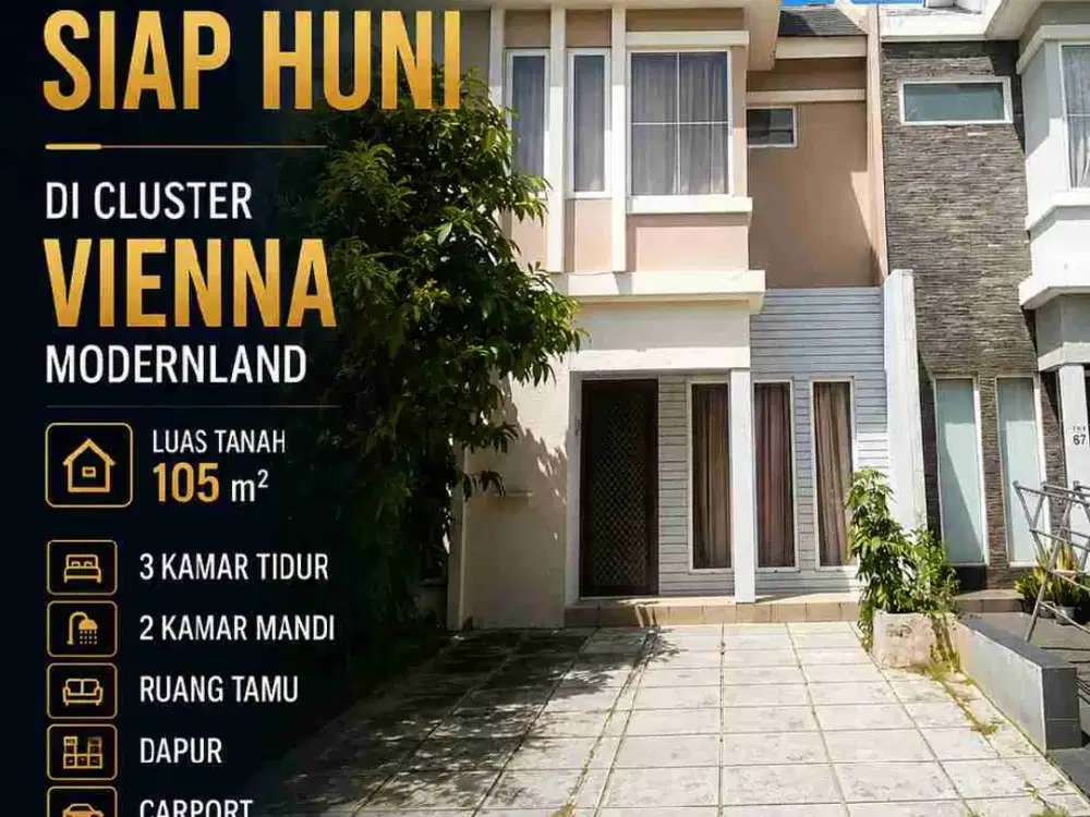 DIJUAL RUMAH SIAP HUNI DI CLUSTER VIENNA MODERNLAND