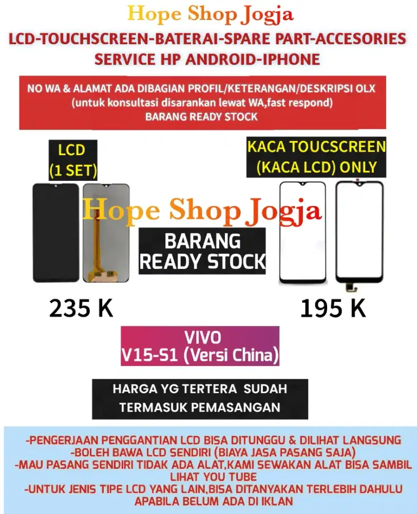 Touchscreen-Baterai-Lcd Vivo V15-S1 (Versi China)