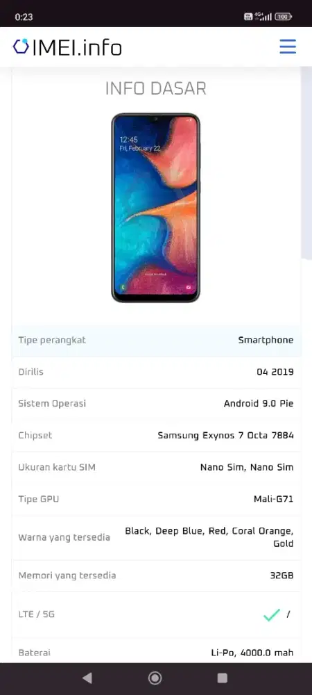 Jual Santai Hp Samsung A20