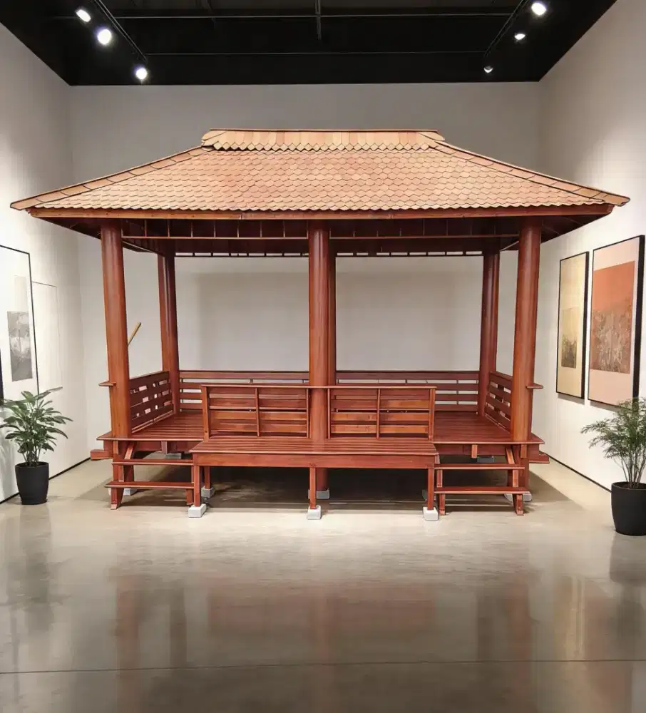 Gazebo minimalis mahoni wood