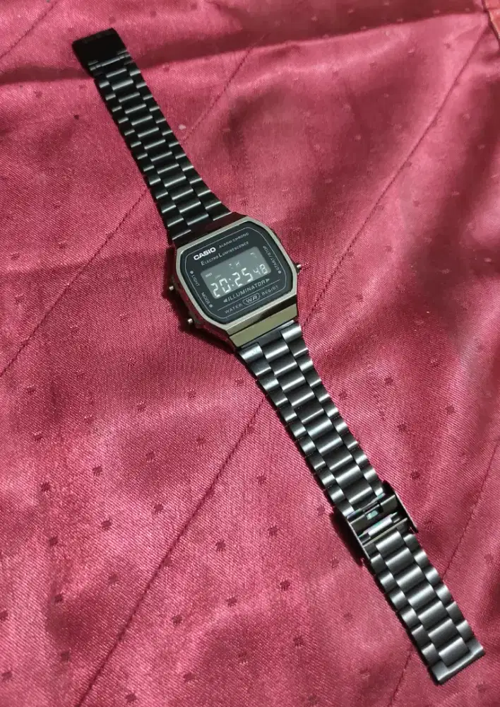 Jam Tangan Casio a168 Digital Sliver Black Hitam 168
