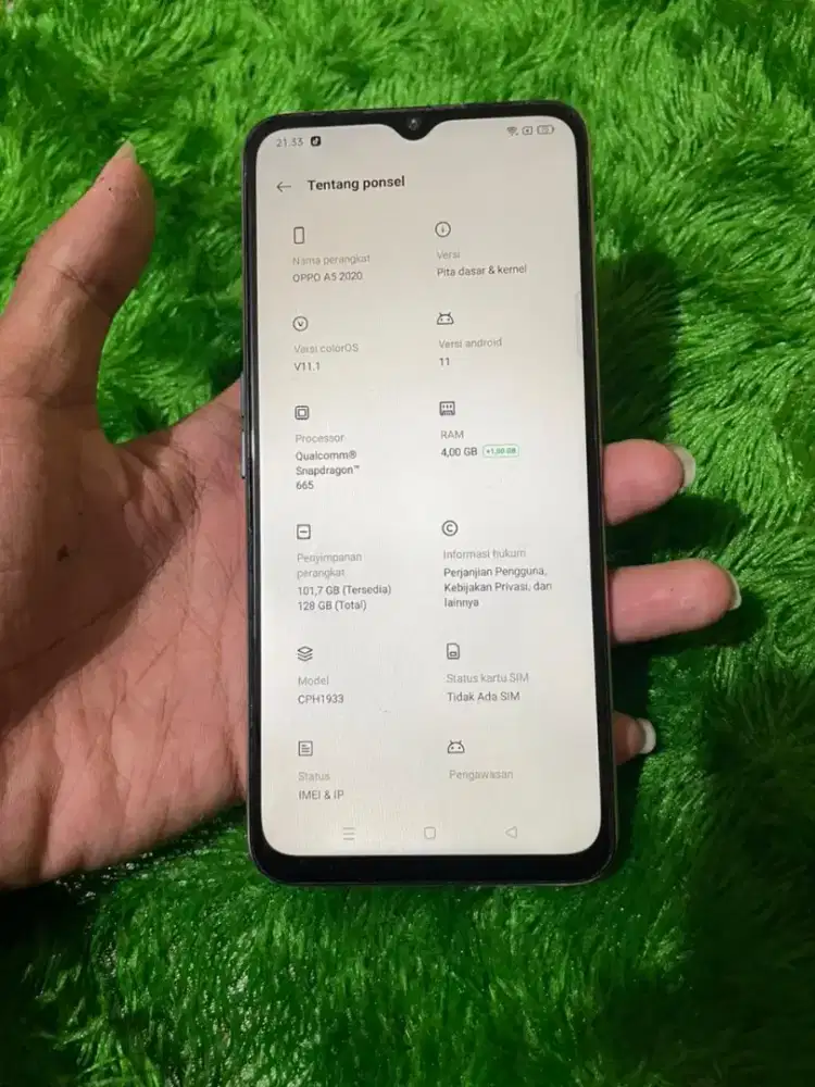 OPPO A5 2020 (SIDIK JARI ON)
RAM 4/128