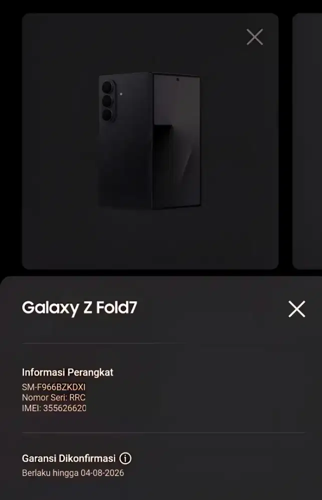 SAMSUNG FOLD 7 RAM12/256 - MULUS LIKE NEW - RESMI SEIN - NO MINUS
