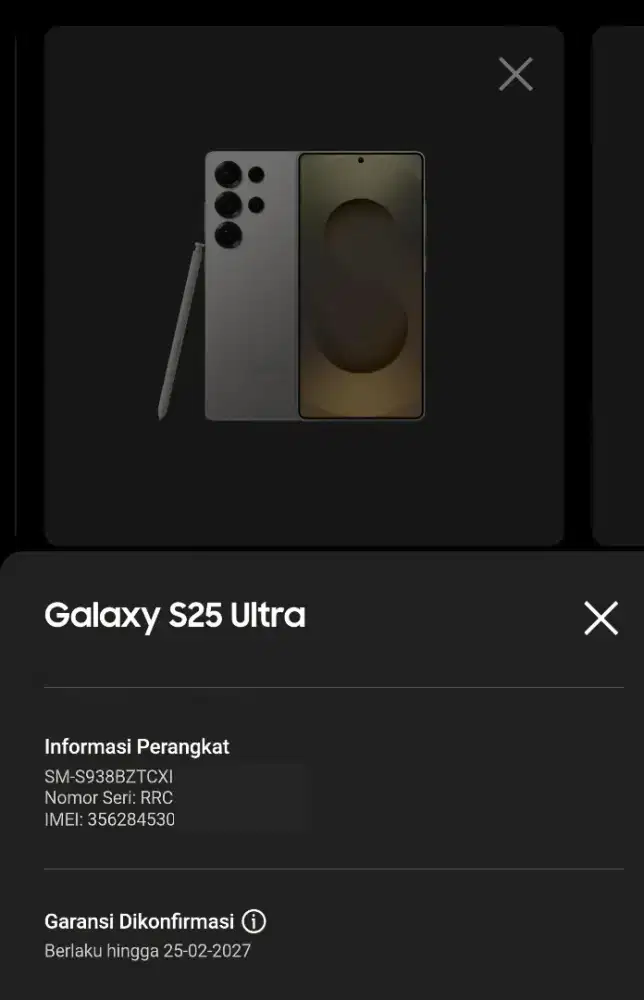 SAMSUNG S25 ULTRA RAM12/512 - MULUS LIKE NEW - GARANSI SEIN 25.02.2027