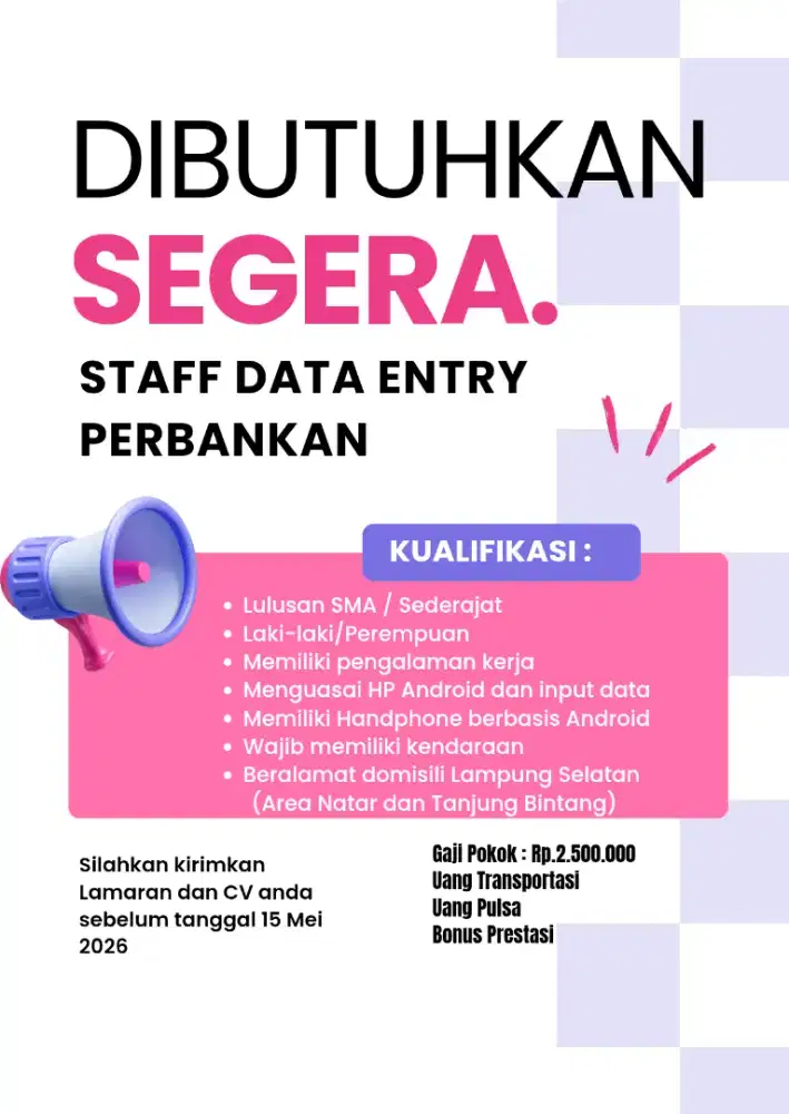 Dibutuhkan Staff Data Entry