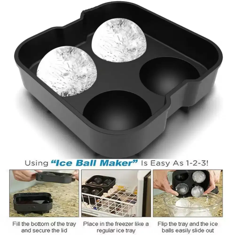 Cetakan Es Batu Silikon Bulat 4 Grid Ice Cube
