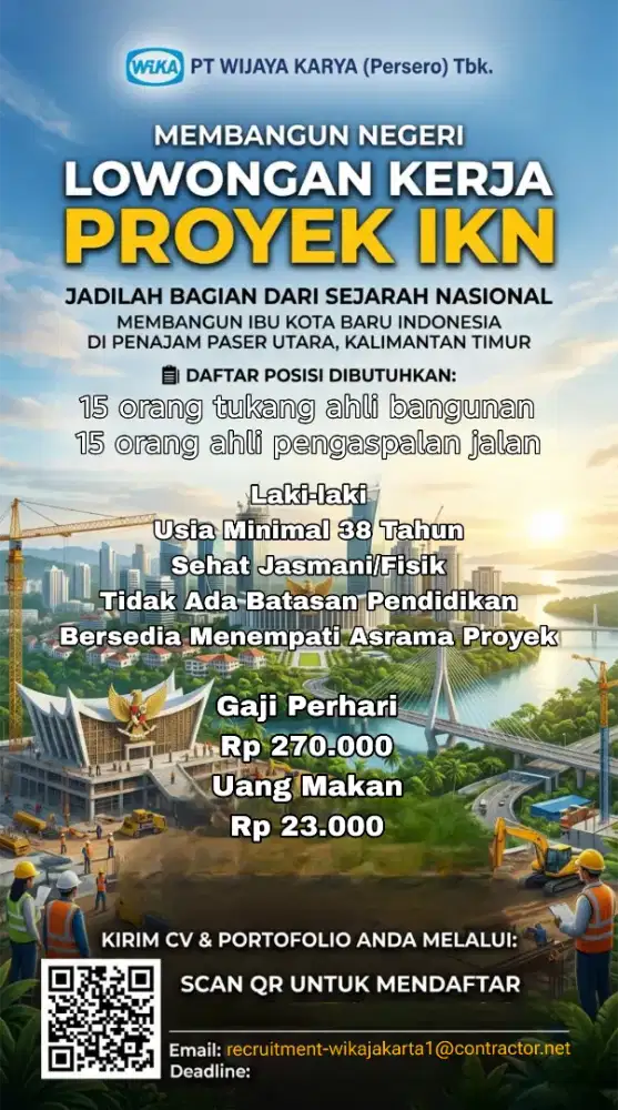 DI Butuhkan Tukang Bangunan & Pengaspalan Jalan