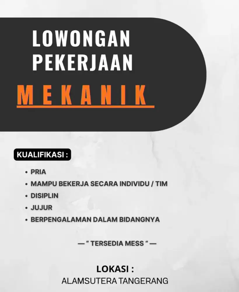 Lowongan mekanik motor