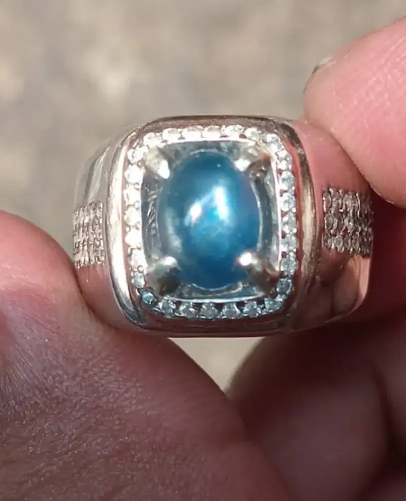 Blue Safir Cincin Perak