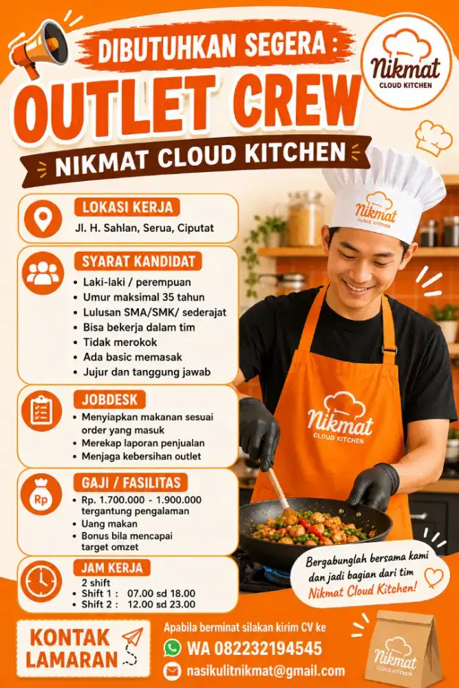 Dibutuhkan segera : Outlet Crew