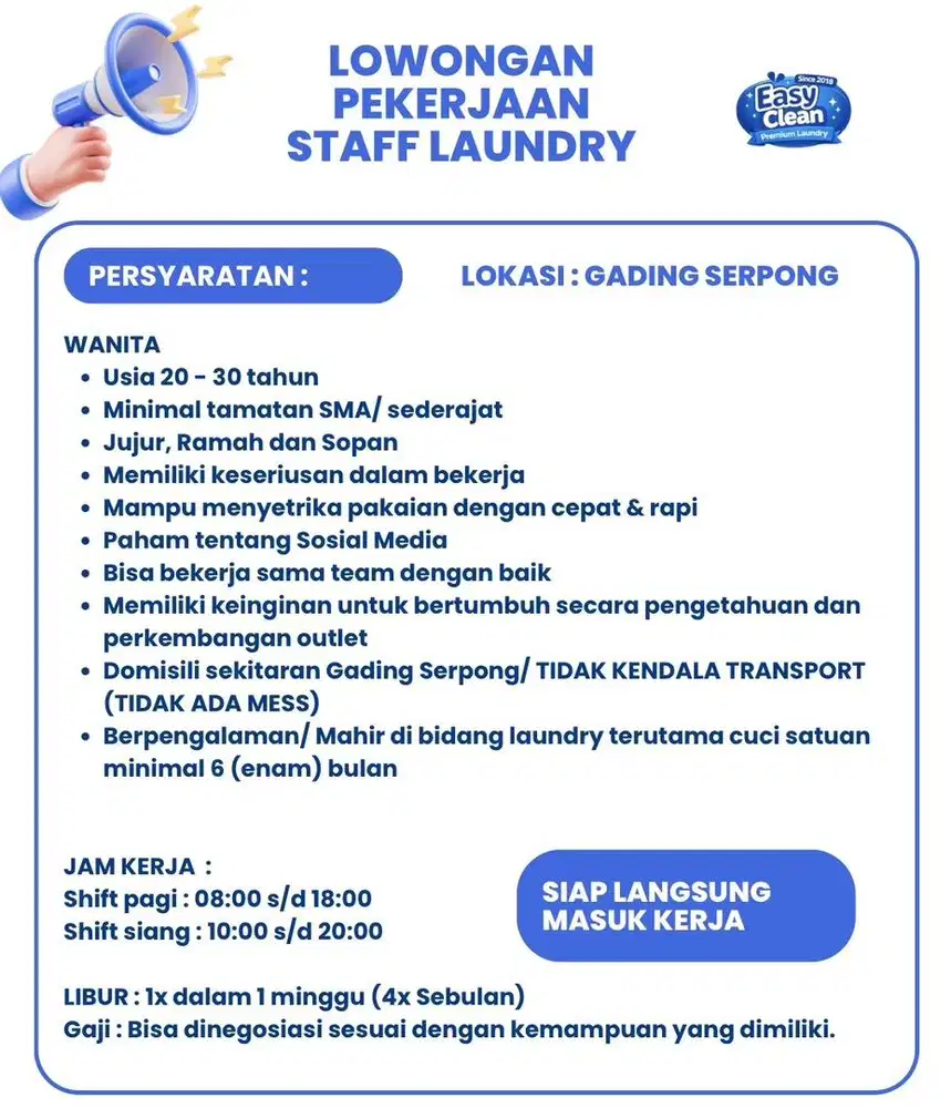 Lowongan Staff laundry