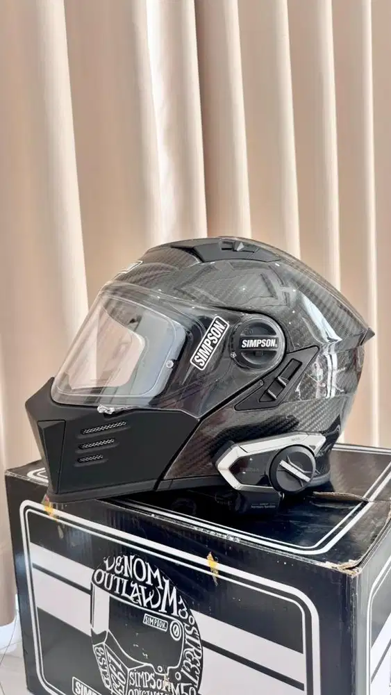 WTS / JUAL HELM SIMPSON DARKSOME SOLID CARBON + SENA 50S HK