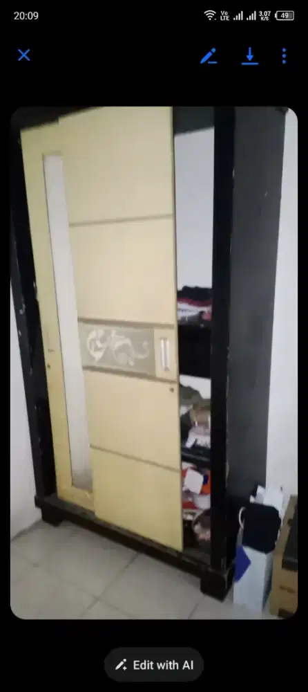 Lemari pakaian kayu 2 pintu sliding