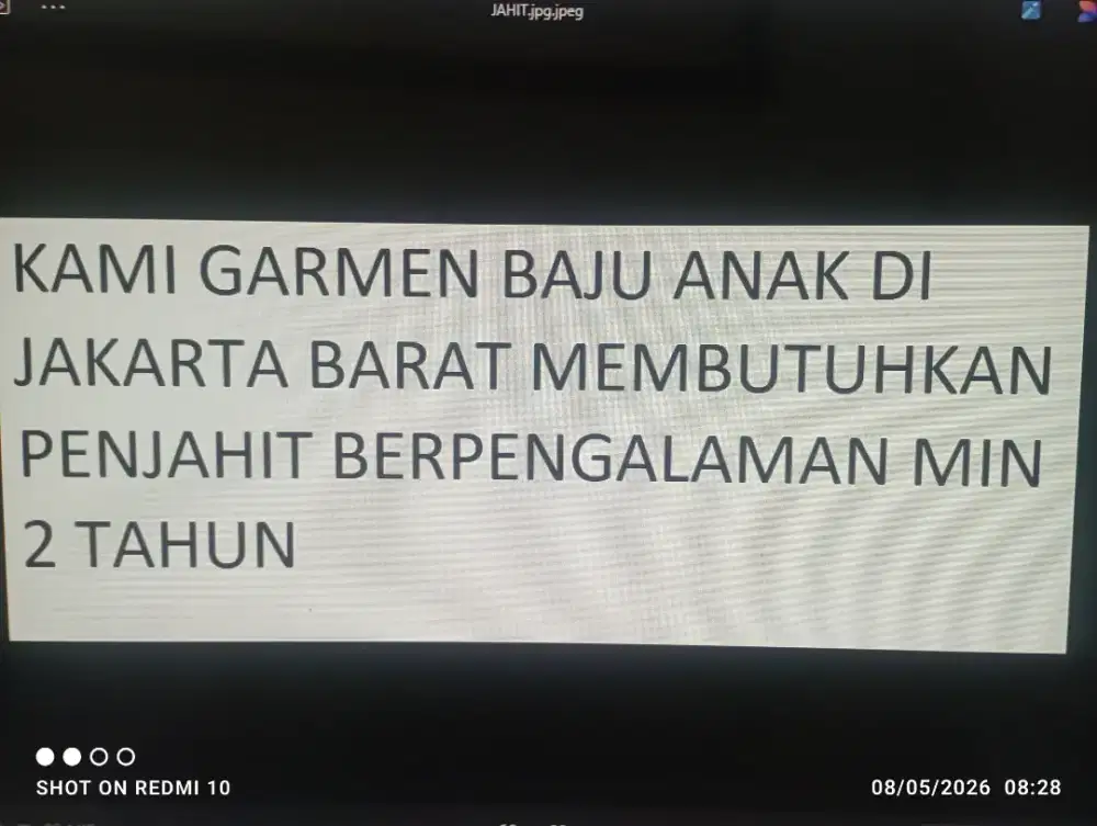 Dicari penjahit baju anak