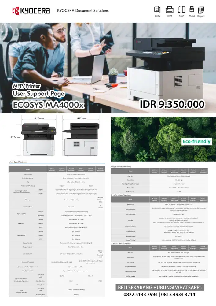 Mesin Fotocopy KYOCERA NEW Series MA4000X Kondisi Baru Garansi Resmi