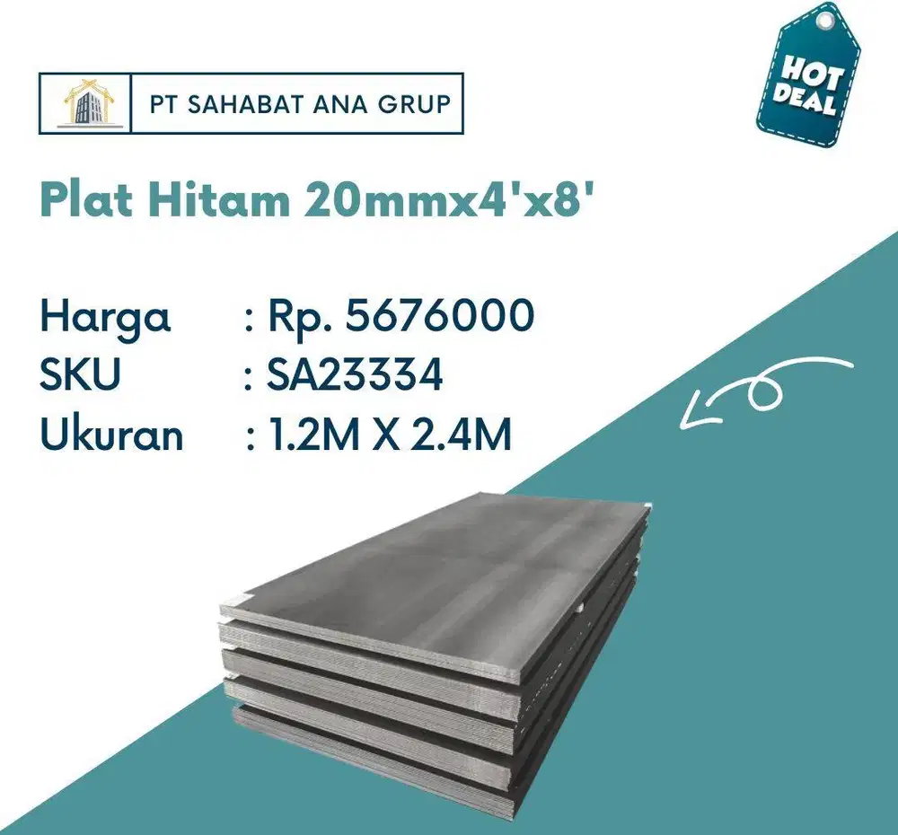 Plat Hitam 20mmx4'x8'