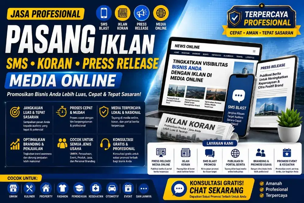 Jasa Pasang Iklan SMS Koran Press Release Media Online Kabupaten Bogor
