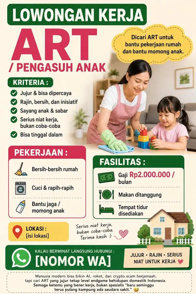LOWONGAN KERJA ART & PENGASUH ANAK