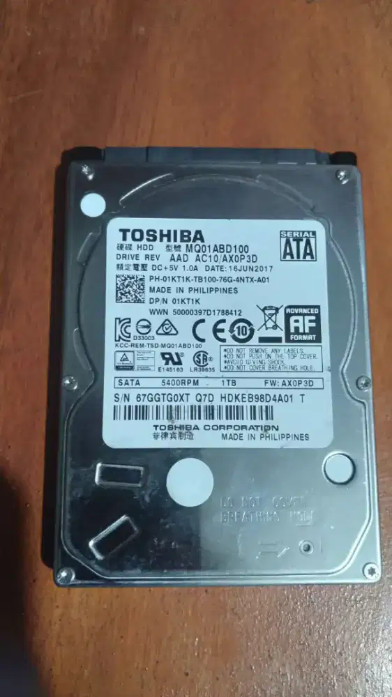 HDD Toshiba 1TBn 2.5