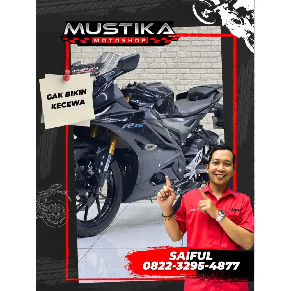 Obral dp500rb Murah!!Yamaha R15 V4 2022 Black Plat Jatim Mulus-Mustika