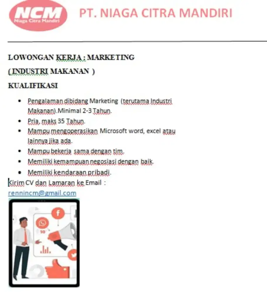 Lowongan kerja - Marketing