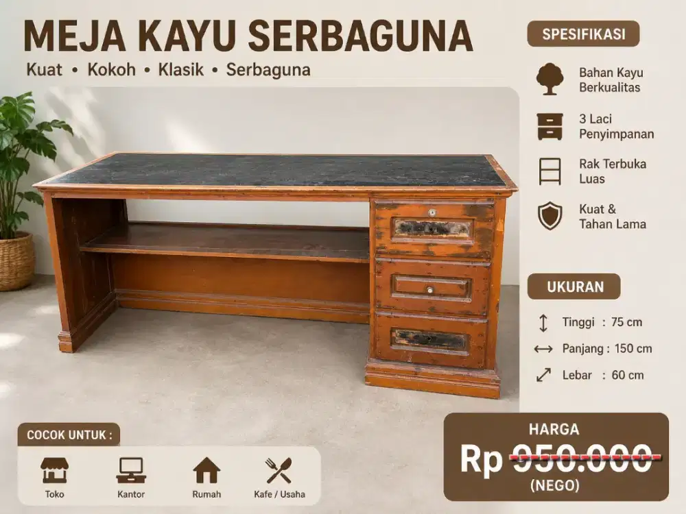 Meja Kantor Kayu Bekas Murah – Kondisi Apa Adanya