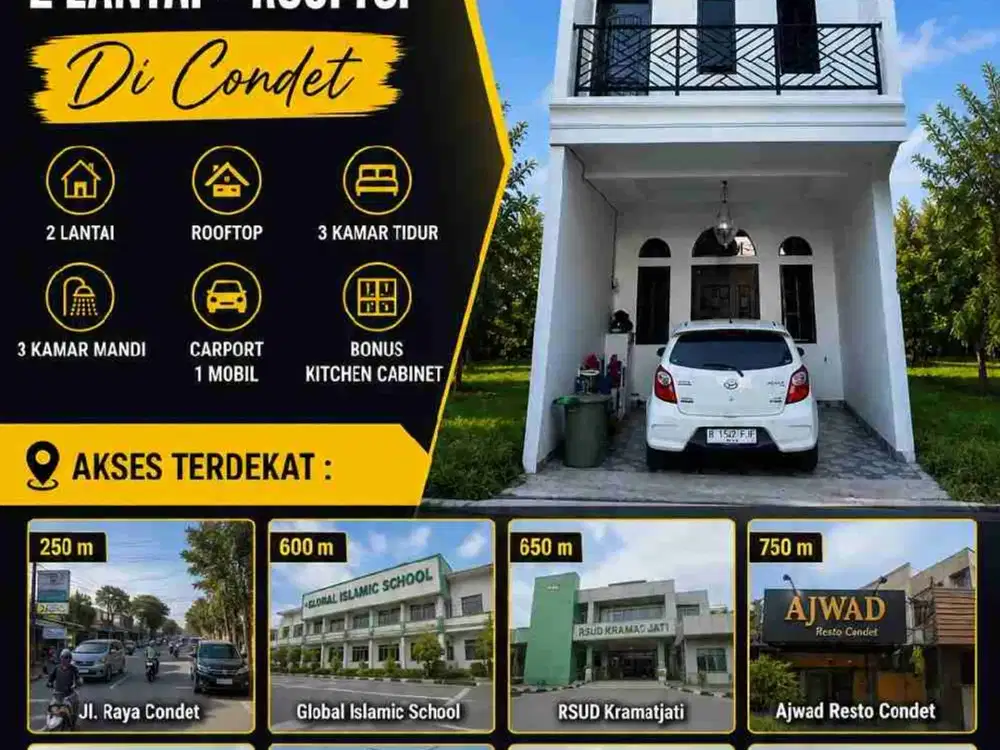 RUMAH SIAP HUNI 2 LANTAI + ROOFTOP DI CONDET – JAKARTA TIMUR*. Dekat akses utama Jl. TB. Simatupang Jakarta Selatan