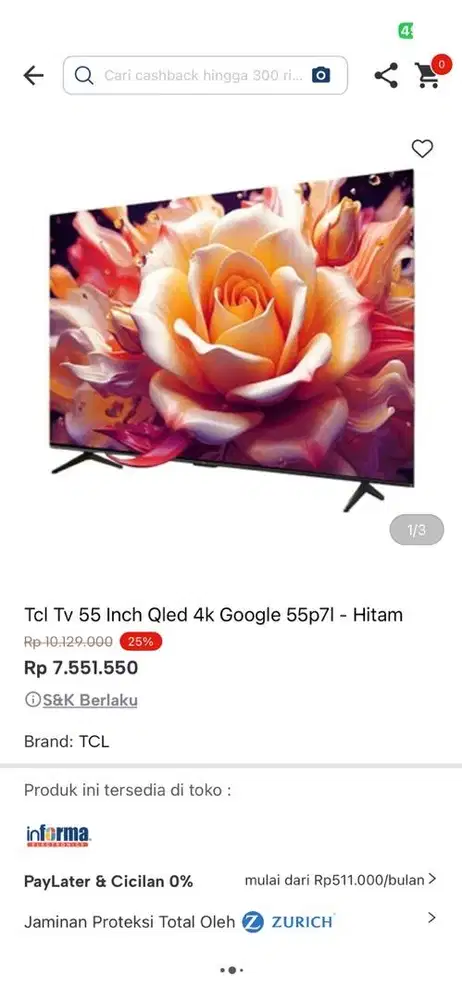 tv tcl 55 inc Qled 4K