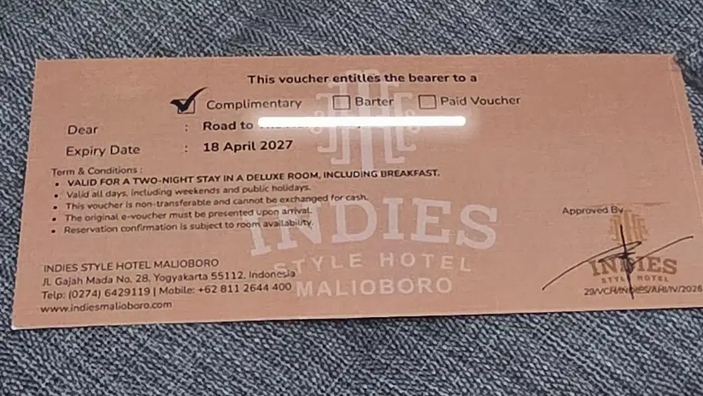 Voucher hotel indies malioboro yogyakarta