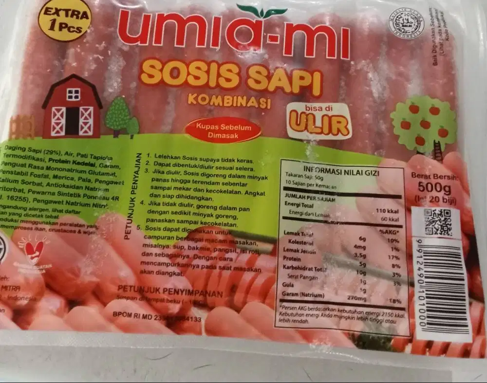 Umiami Sosis Sapi Ulir 500 Gram Isi 20+1