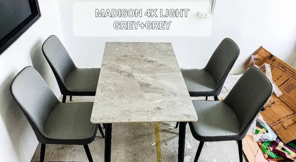 MEJA MAKAN KURSI 4 GRANIT GREY