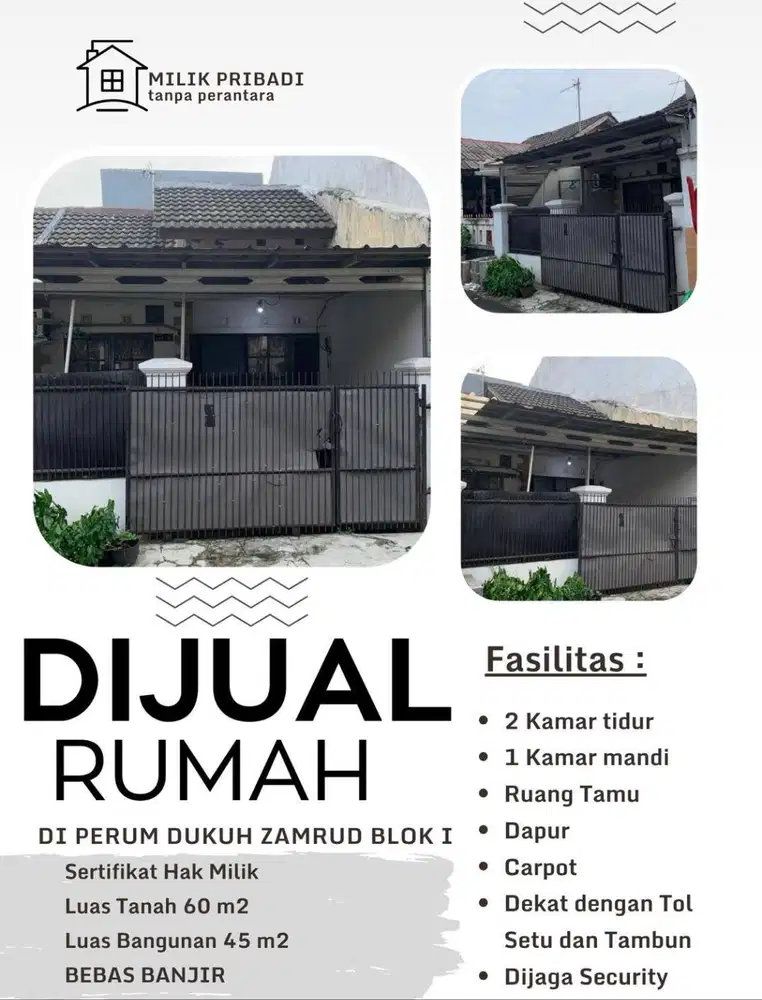 DIJUAL Rumah Di kota Bekasi, Dukuh Zamrud